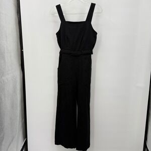 Womens Jumpsuit Black‎ Sleeveless Sz S Wide Leg Tie Back Casual Career Office